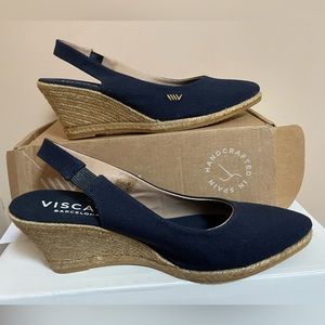 Viscata Lloret Canvas Espadrille wedge, Navy, size EUR 40